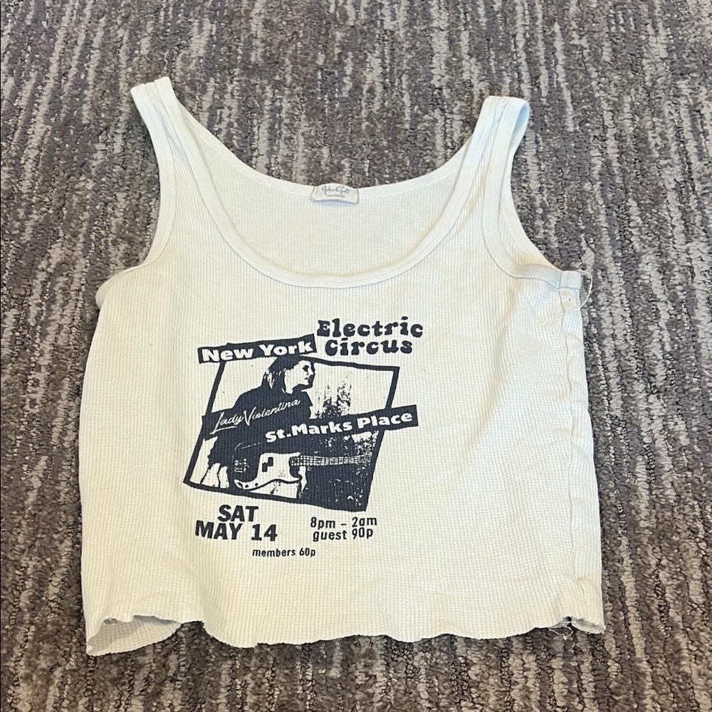 Brandy Melville White Graphic Tank Top